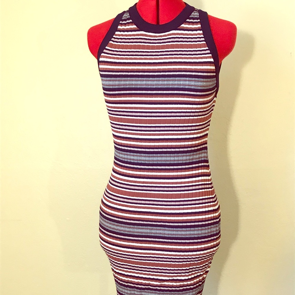 Striped knit sleeveless Lush mini dress